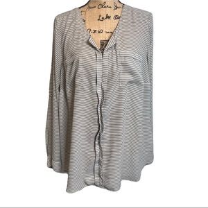 Torrid Gray White Stripe Blouse Top Shirt Size 0 0X